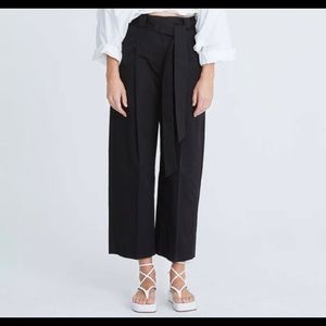 Halston High-Waisted Tie-Belt Crop Black Crepe Pants (NWOT)